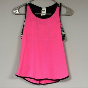 Avia Work Out Top Girl’s Pink, built in Black Floral bra XL (14-16)